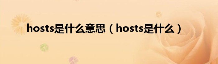 hosts是什么意思【hosts是什么】