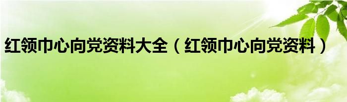 红领巾心向党资料大全【红领巾心向党资料】