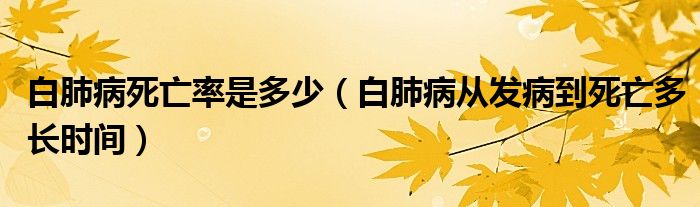 白肺病死亡率是多少【白肺病从发病到死亡多长时间】