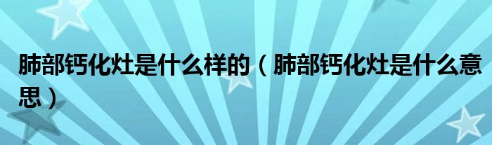 肺部钙化灶是什么样的【肺部钙化灶是什么意思】