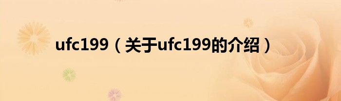 ufc199【关于ufc199的介绍】