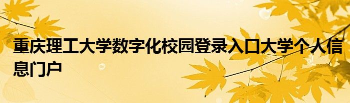 重庆理工大学数字化校园登录入口大学个人信息门户