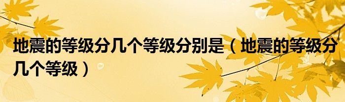 地震的等级分几个等级分别是【地震的等级分几个等级】