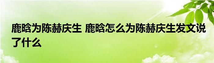 鹿晗为陈赫庆生 鹿晗怎么为陈赫庆生发文说了什么