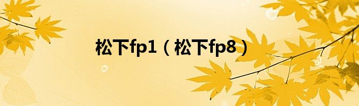 松下fp1【松下fp8】