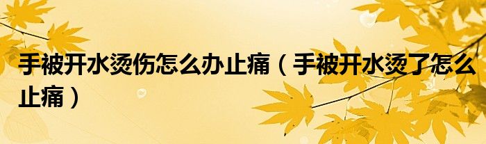 手被开水烫伤怎么办止痛【手被开水烫了怎么止痛】