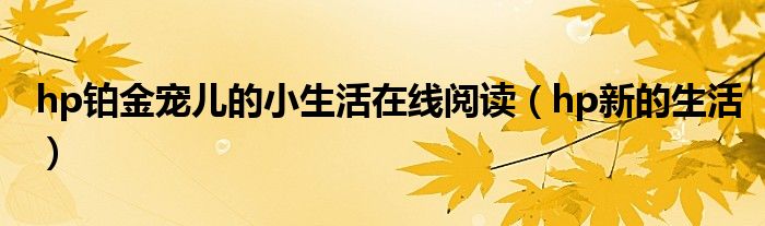 hp铂金宠儿的小生活在线阅读【hp新的生活】