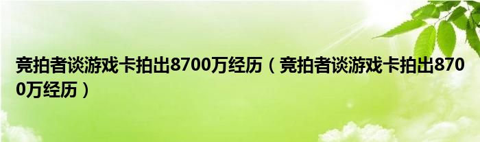 竞拍者谈游戏卡拍出8700万经历【竞拍者谈游戏卡拍出8700万经历】