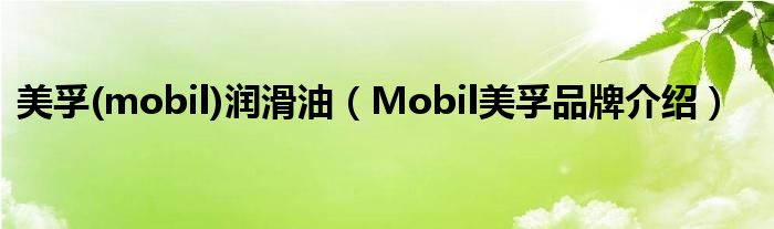 美孚(mobil)润滑油【Mobil美孚品牌介绍】