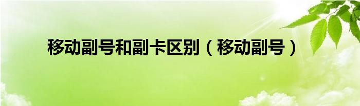 移动副号和副卡区别【移动副号】