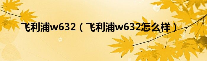 飞利浦w632【飞利浦w632怎么样】