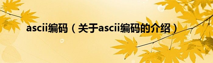 ascii编码【关于ascii编码的介绍】