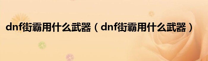 dnf街霸用什么武器【dnf街霸用什么武器】