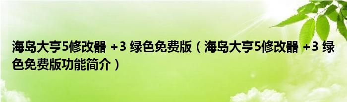 海岛大亨5修改器 +3 绿色免费版【海岛大亨5修改器 +3 绿色免费版功能简介】