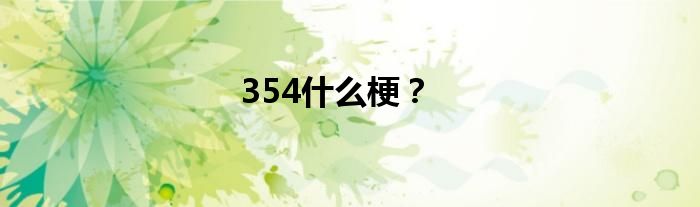 354什么梗？