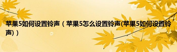 苹果5如何设置铃声【苹果5怎么设置铃声(苹果5如何设置铃声)】