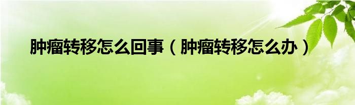 肿瘤转移怎么回事【肿瘤转移怎么办】