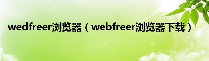 wedfreer浏览器【webfreer浏览器下载】