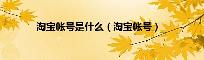 淘宝帐号是什么【淘宝帐号】