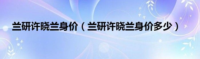 兰研许晓兰身价【兰研许晓兰身价多少】