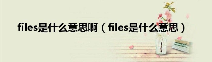 files是什么意思啊【files是什么意思】