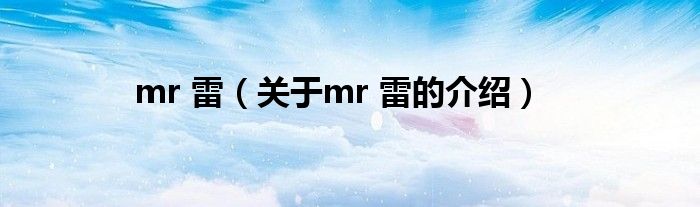 mr 雷【关于mr 雷的介绍】