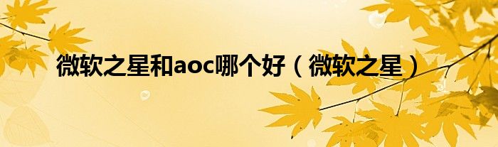 微软之星和aoc哪个好【微软之星】