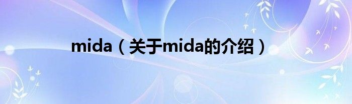 mida【关于mida的介绍】