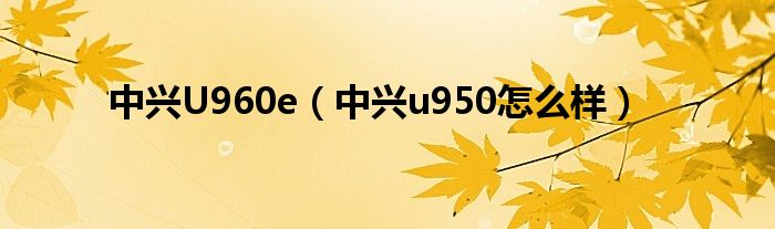 中兴U960e【中兴u950怎么样】