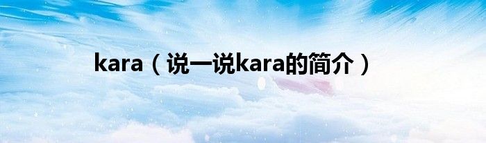 kara【说一说kara的简介】