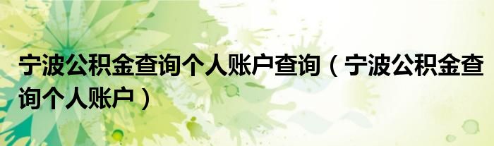 宁波公积金查询个人账户查询【宁波公积金查询个人账户】