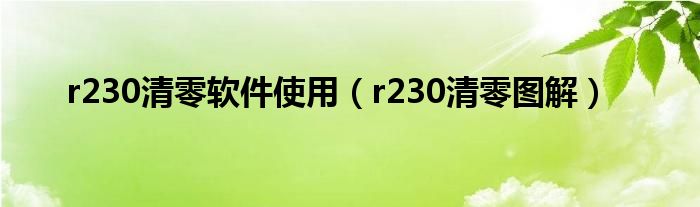 r230清零软件使用【r230清零图解】