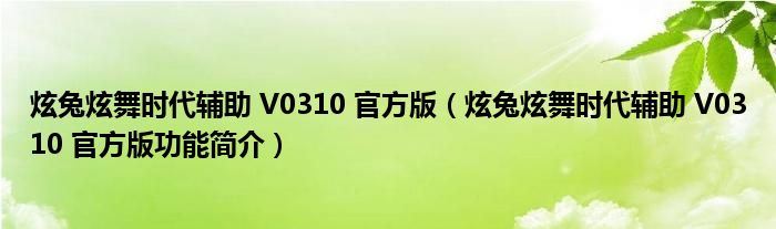 炫兔炫舞时代辅助 V0310 官方版【炫兔炫舞时代辅助 V0310 官方版功能简介】