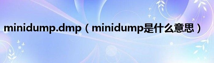 minidump.dmp【minidump是什么意思】