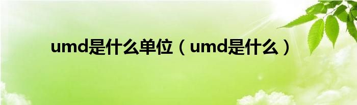 umd是什么单位【umd是什么】