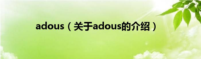 adous【关于adous的介绍】