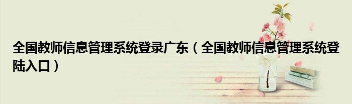 全国教师信息管理系统登录广东【全国教师信息管理系统登陆入口】