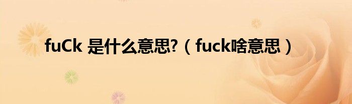 fuCk 是什么意思?【fuck啥意思】