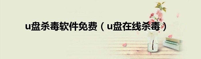 u盘杀毒软件免费【u盘在线杀毒】