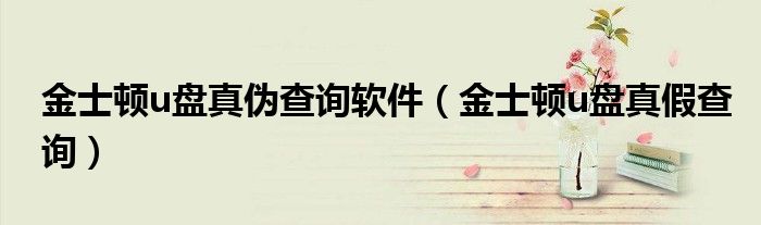 金士顿u盘真伪查询软件【金士顿u盘真假查询】