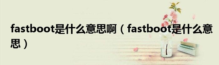 fastboot是什么意思啊【fastboot是什么意思】