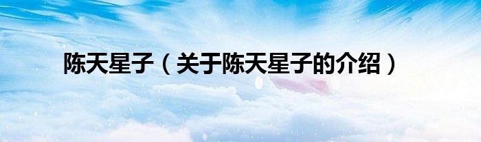 陈天星子【关于陈天星子的介绍】