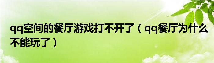 qq空间的餐厅游戏打不开了【qq餐厅为什么不能玩了】