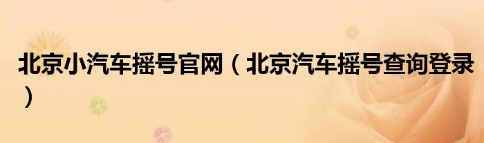 北京小汽车摇号官网【北京汽车摇号查询登录】