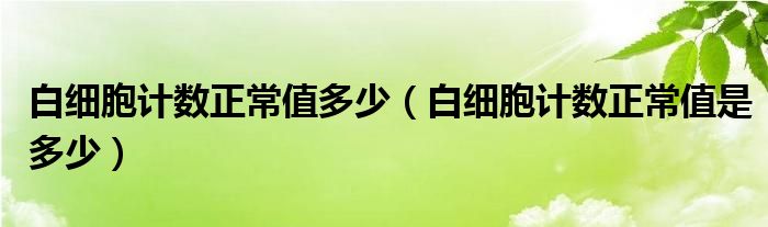 白细胞计数正常值多少【白细胞计数正常值是多少】