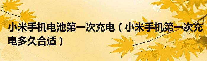 小米手机电池第一次充电【小米手机第一次充电多久合适】