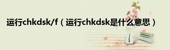 运行chkdsk/f【运行chkdsk是什么意思】