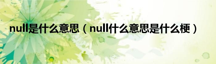 null是什么意思【null什么意思是什么梗】