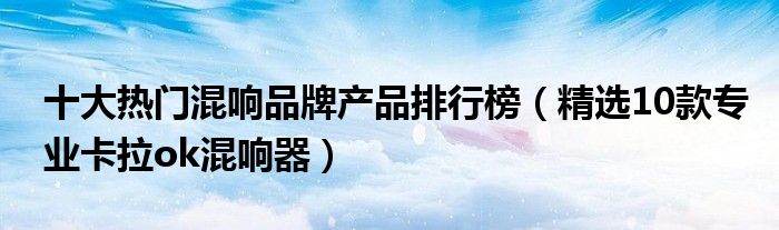 十大热门混响品牌产品排行榜【精选10款专业卡拉ok混响器】