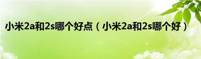 小米2a和2s哪个好点【小米2a和2s哪个好】